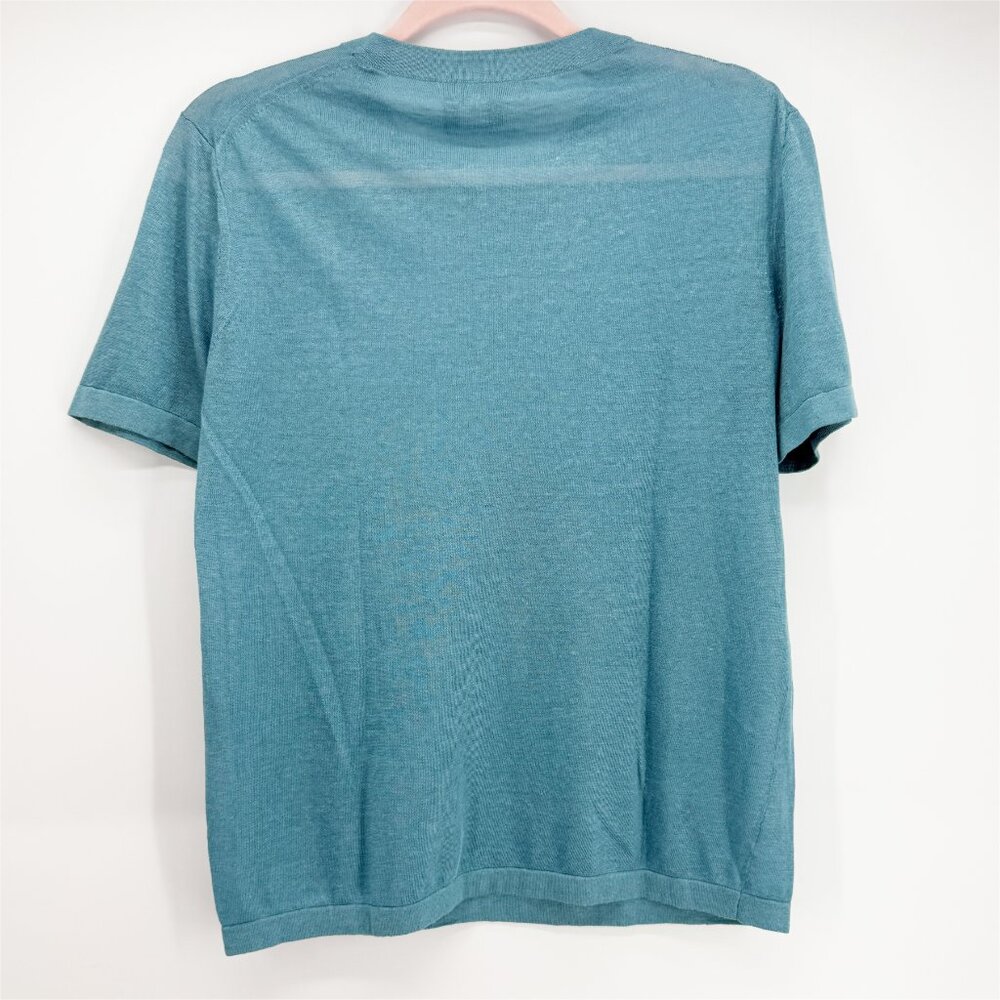 Theory Teal Short Sleeve Crepe Knit Small - Picture 4 of 7